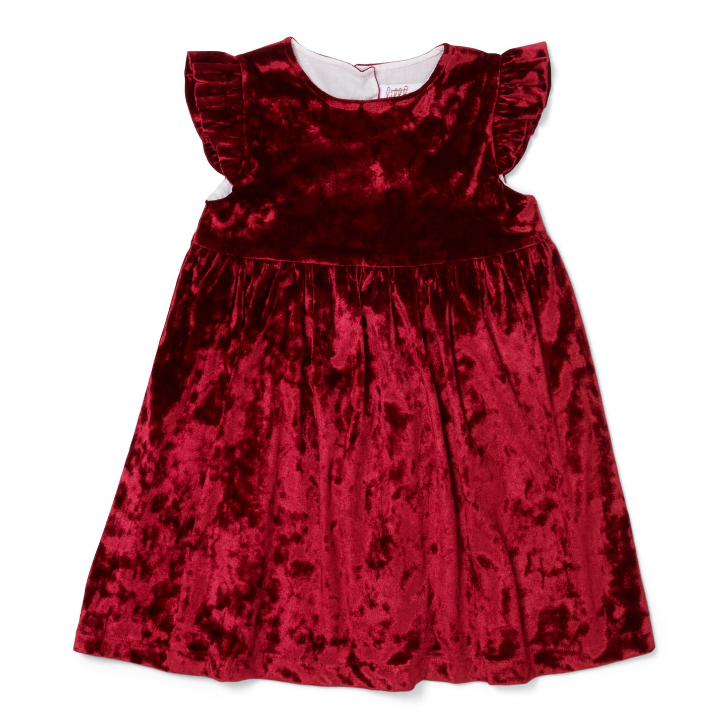 Red Pleated Shoulder Dress with White Lining