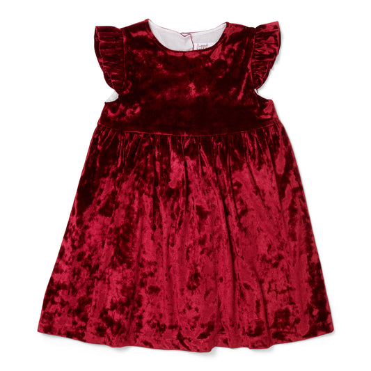 Red Pleated Shoulder Dress with White Lining