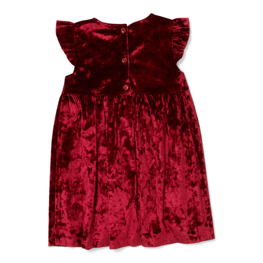 Red Pleated Shoulder Dress with White Lining