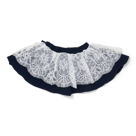 Blue Lace Skirt with Statement Bow