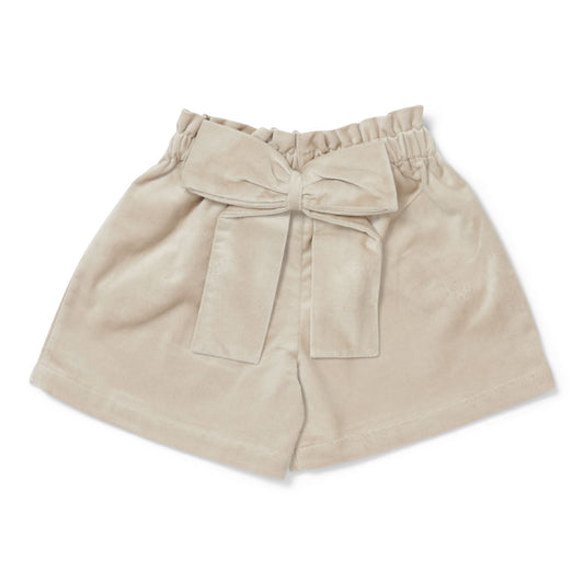 Velvet Shorts with Statement Bow and Goldenn Details