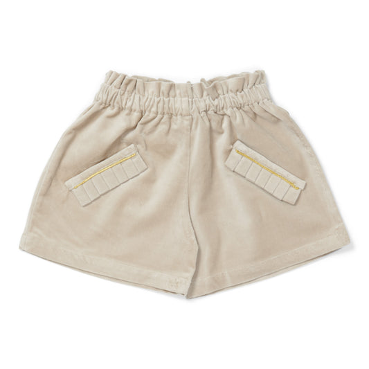 Velvet Shorts with Statement Bow and Goldenn Details