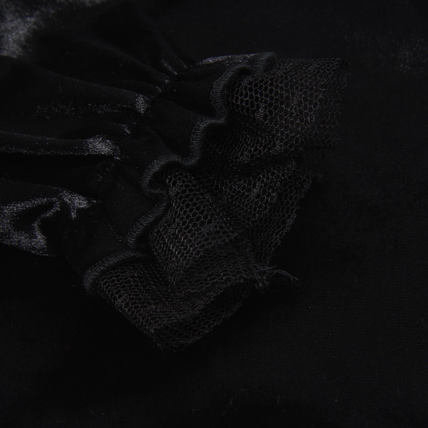 Black Velvet Ruffle Blouse & Tulle-Lined Skirt Set
